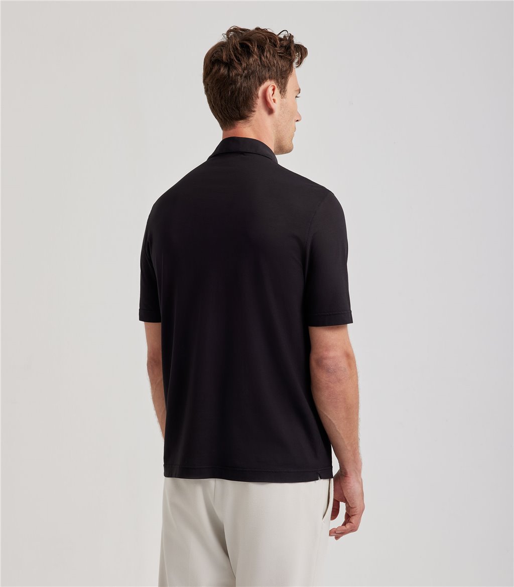 S.Moritz Polo Nera Da Uomo In Cotone Crepe | S.Moritz Sito Ufficiale