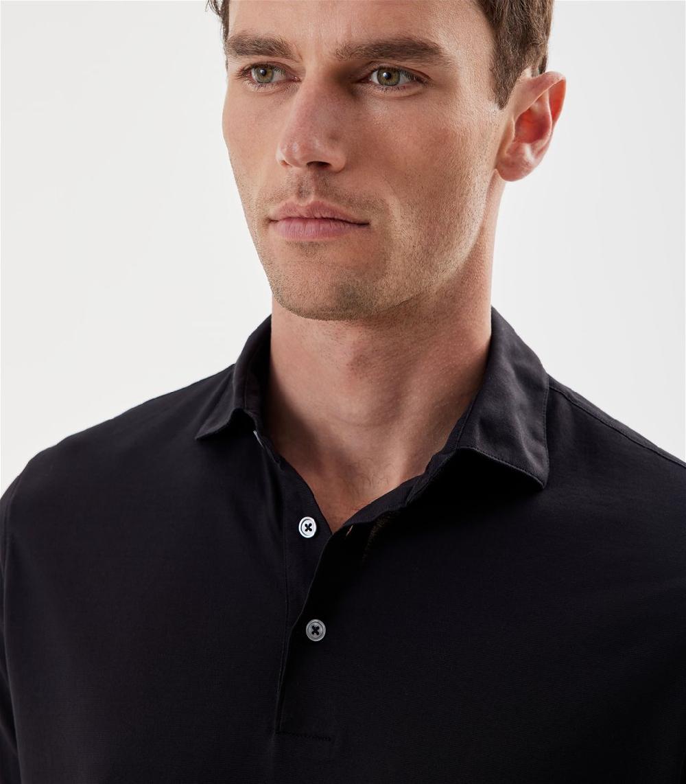 S.Moritz Polo Nera Da Uomo In Cotone Crepe | S.Moritz Sito Ufficiale
