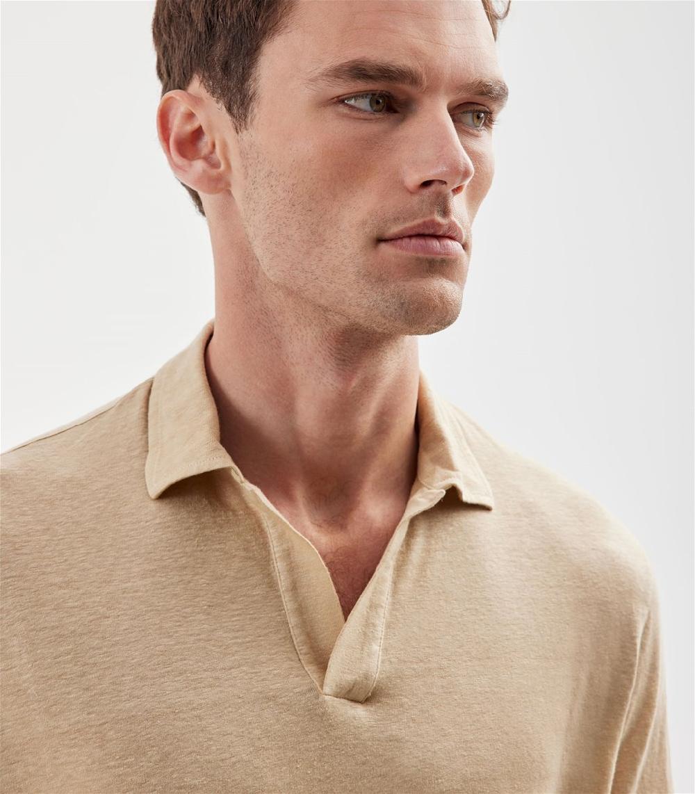 S.Moritz Polo Skipper Beige Da Uomo In Jersey Lino | S.Moritz Sito Ufficiale