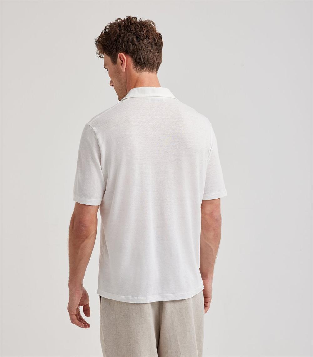 S.Moritz Polo Skipper Bianca Da Uomo In Jersey Lino | S.Moritz Sito Ufficiale