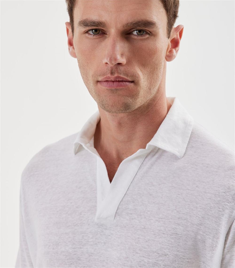 S.Moritz Polo Skipper Bianca Da Uomo In Jersey Lino | S.Moritz Sito Ufficiale