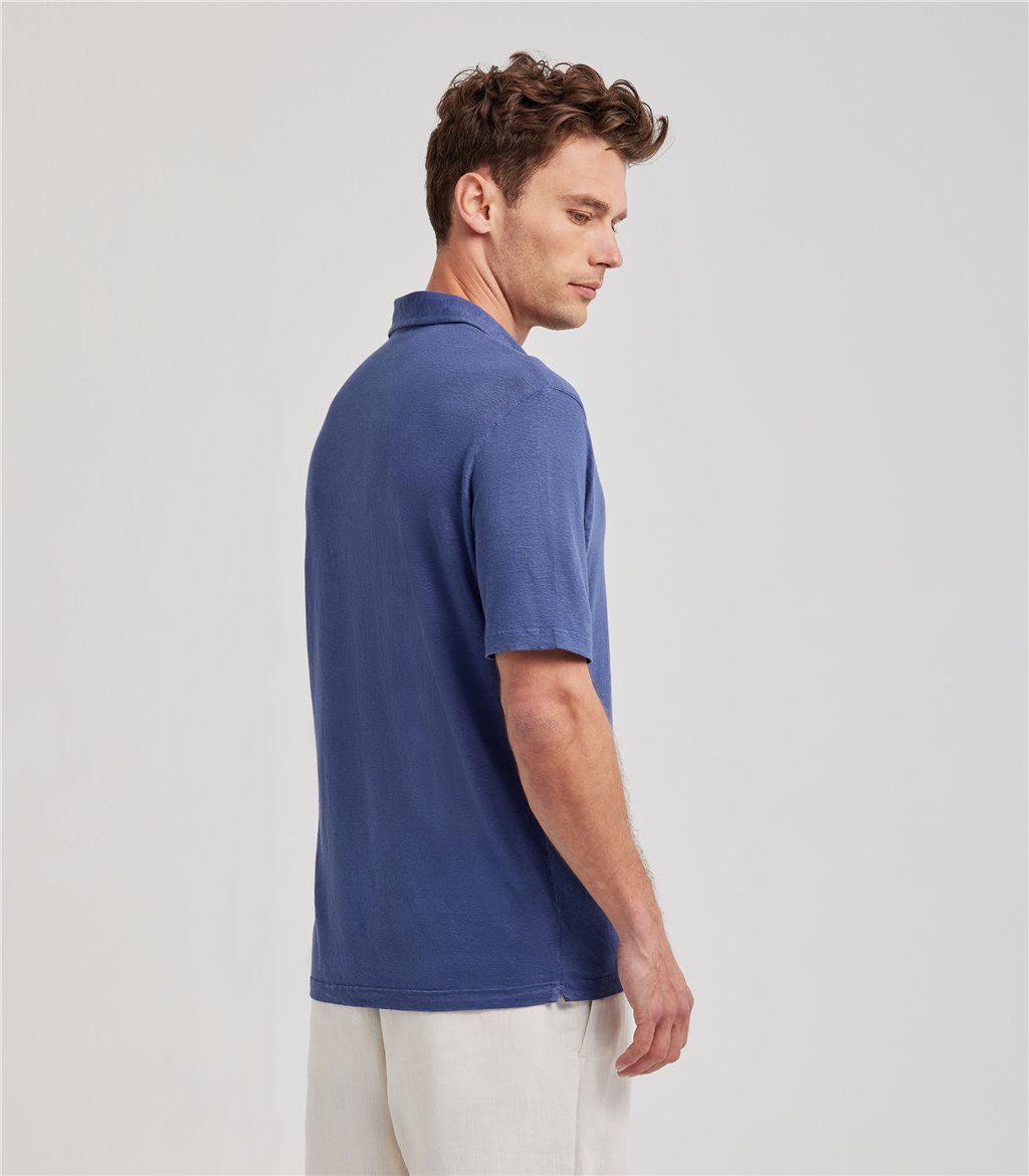 S.Moritz Polo Skipper Blu Da Uomo In Jersey Lino | S.Moritz Sito Ufficiale