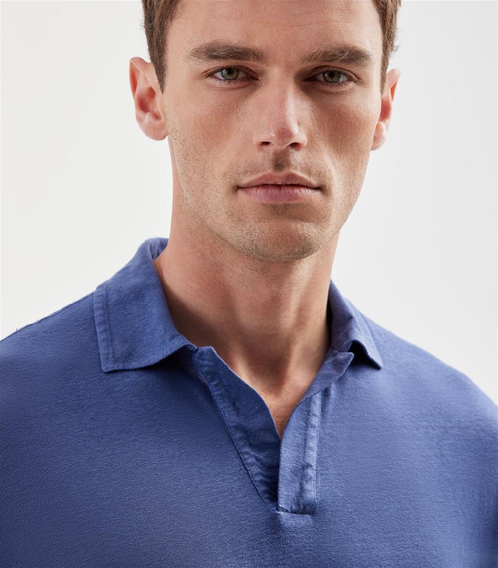 S.Moritz Polo Skipper Blu Da Uomo In Jersey Lino | S.Moritz Sito Ufficiale