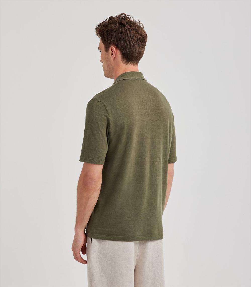 S.Moritz Polo Skipper Verde Militare In Jersey Lino | S.Moritz Sito Ufficiale