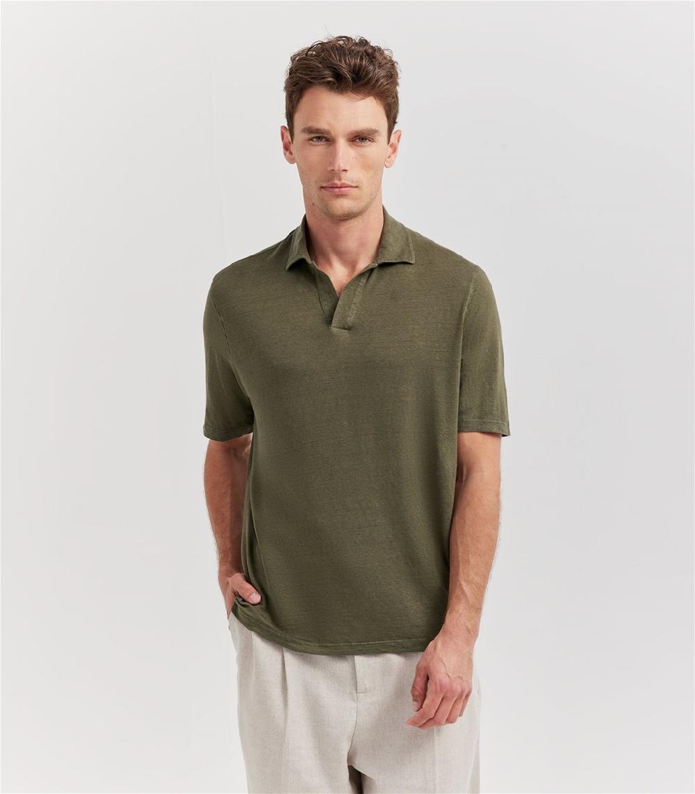 S.Moritz Polo skipper verde militare in jersey lino | S.Moritz Sito Ufficiale