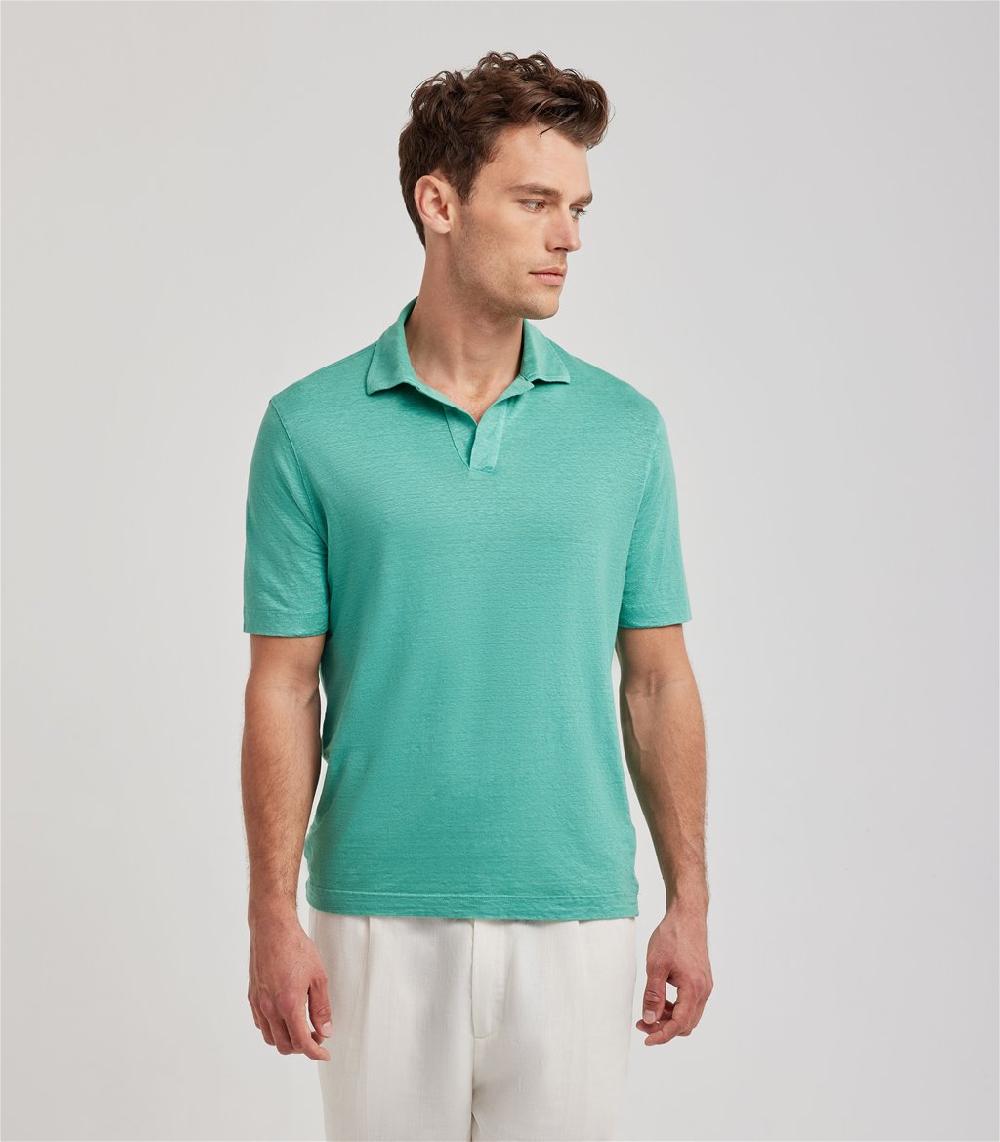 S.Moritz Polo skipper verde smeraldo in jersey lino | S.Moritz Sito Ufficiale