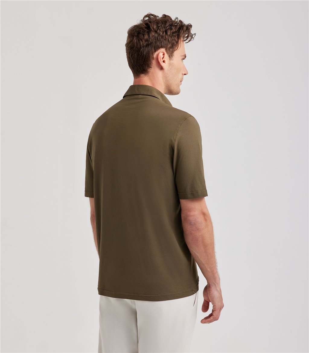 S.Moritz Polo Verde Militare Da Uomo In Cotone Crepe | S.Moritz Sito Ufficiale