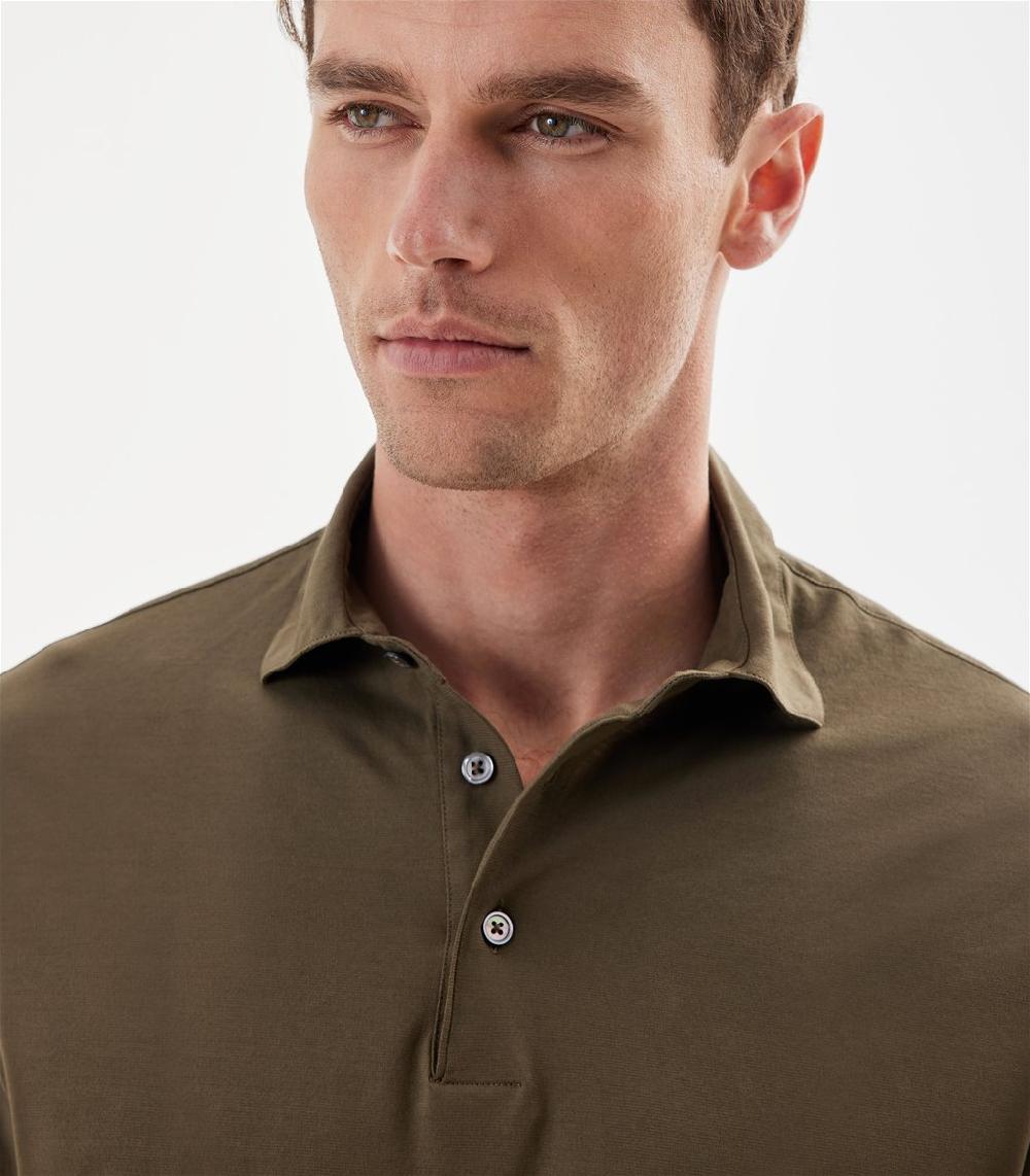 S.Moritz Polo Verde Militare Da Uomo In Cotone Crepe | S.Moritz Sito Ufficiale