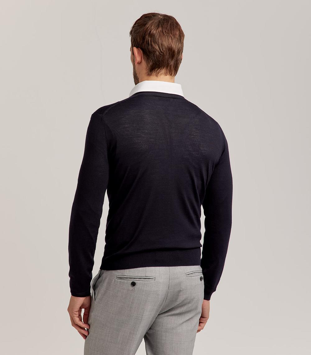 S.Moritz CARDIGAN BOTTONI ROYAL MERINO - BLU NAVY