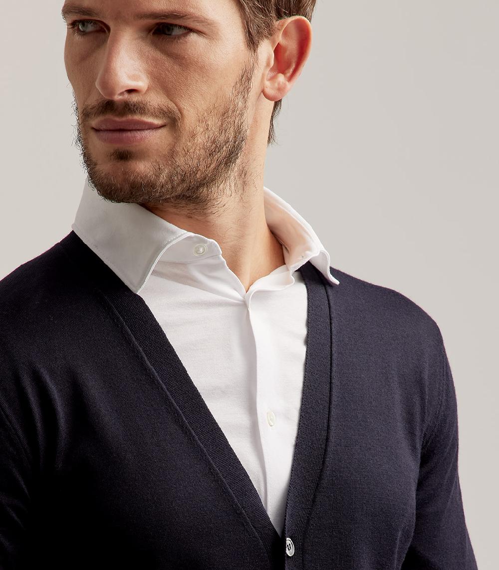 S.Moritz CARDIGAN BOTTONI ROYAL MERINO - BLU NAVY