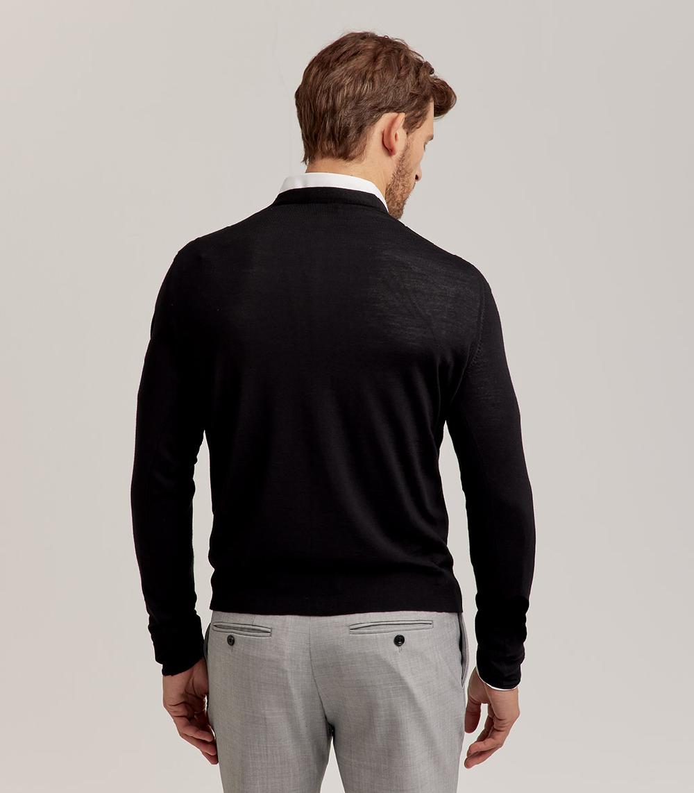 S.Moritz CARDIGAN BOTTONI ROYAL MERINO - NERO