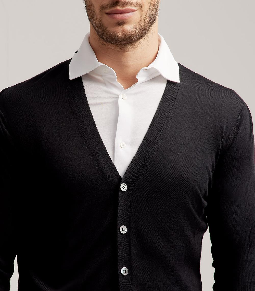 S.Moritz CARDIGAN BOTTONI ROYAL MERINO - NERO