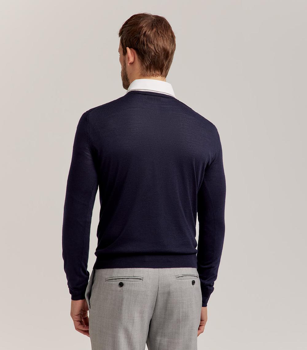 S.Moritz COLLO V LANA SETA CASHMERE - BLU NAVY