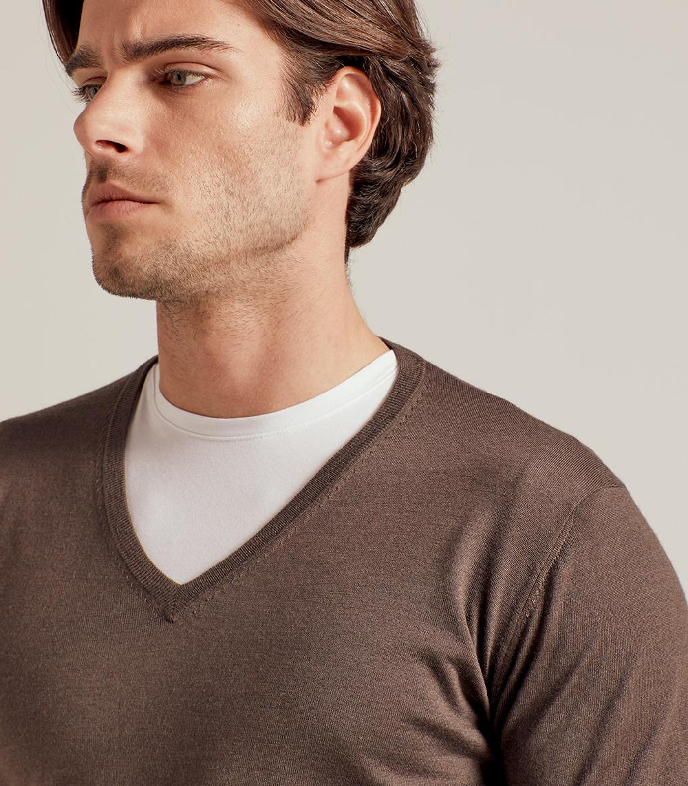 S.Moritz COLLO V LANA SETA CASHMERE - CACAO