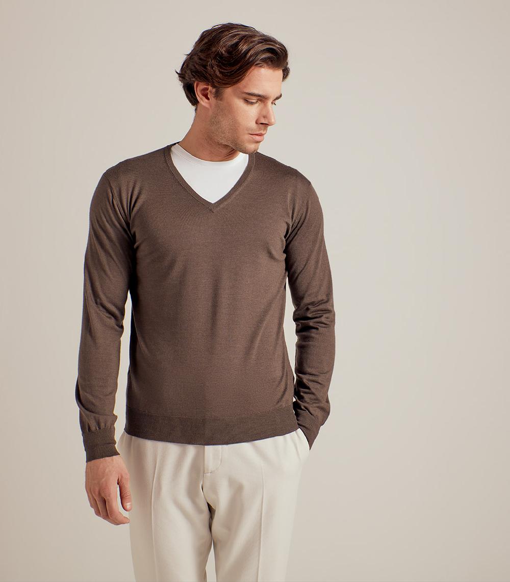 S.Moritz COLLO V LANA SETA CASHMERE - CACAO
