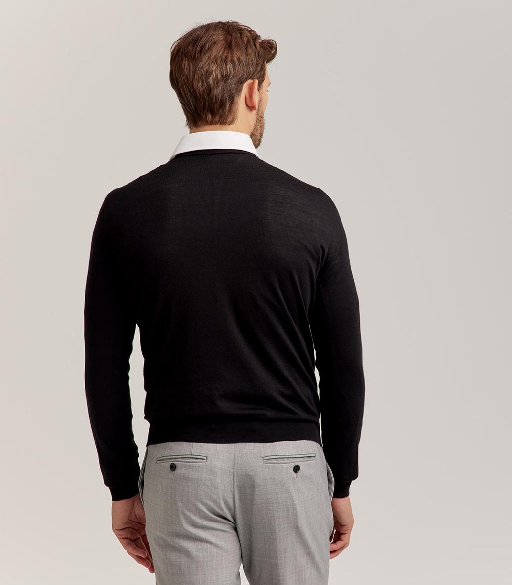 S.Moritz COLLO V LANA SETA CASHMERE - NERO