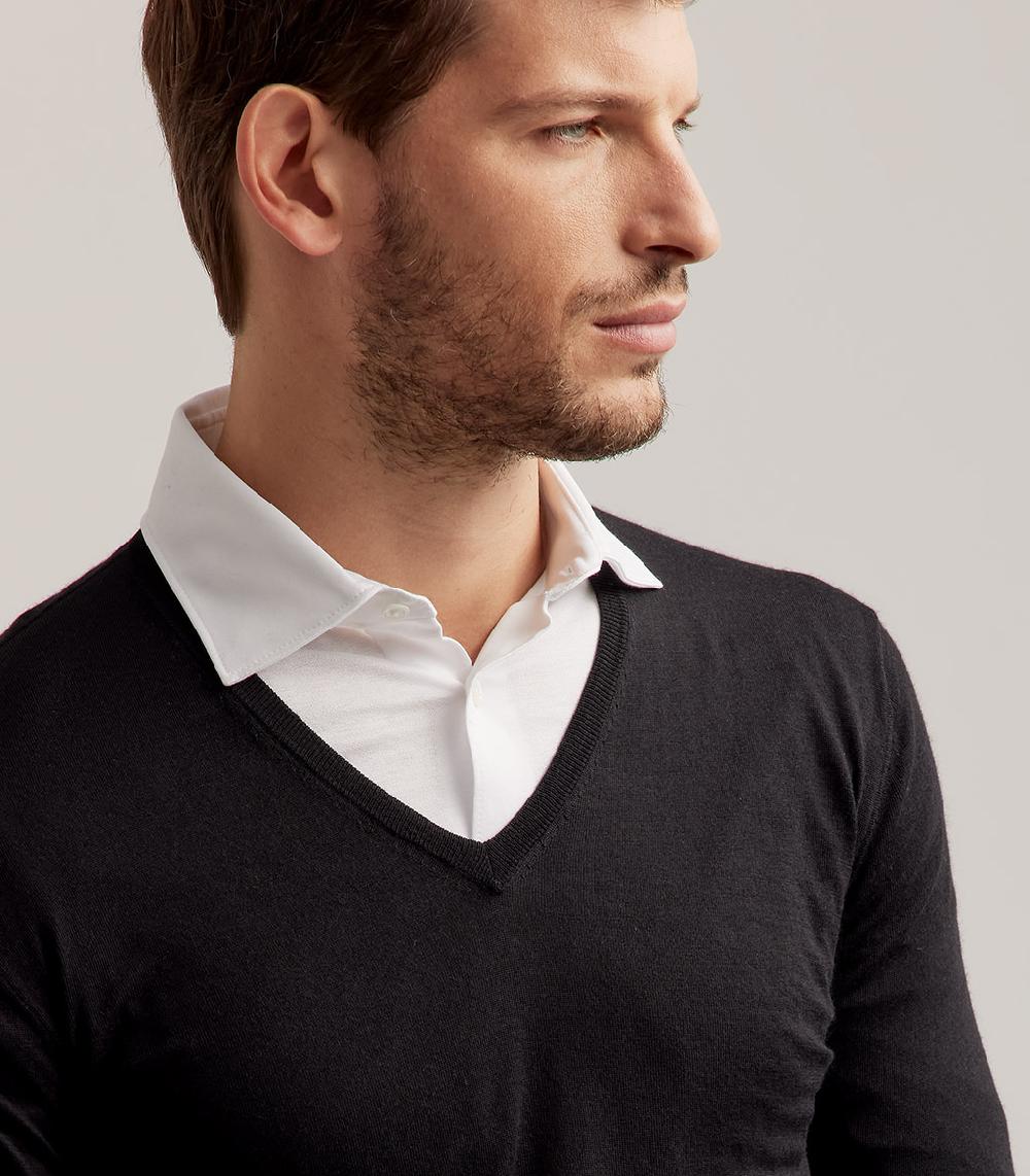 S.Moritz COLLO V LANA SETA CASHMERE - NERO