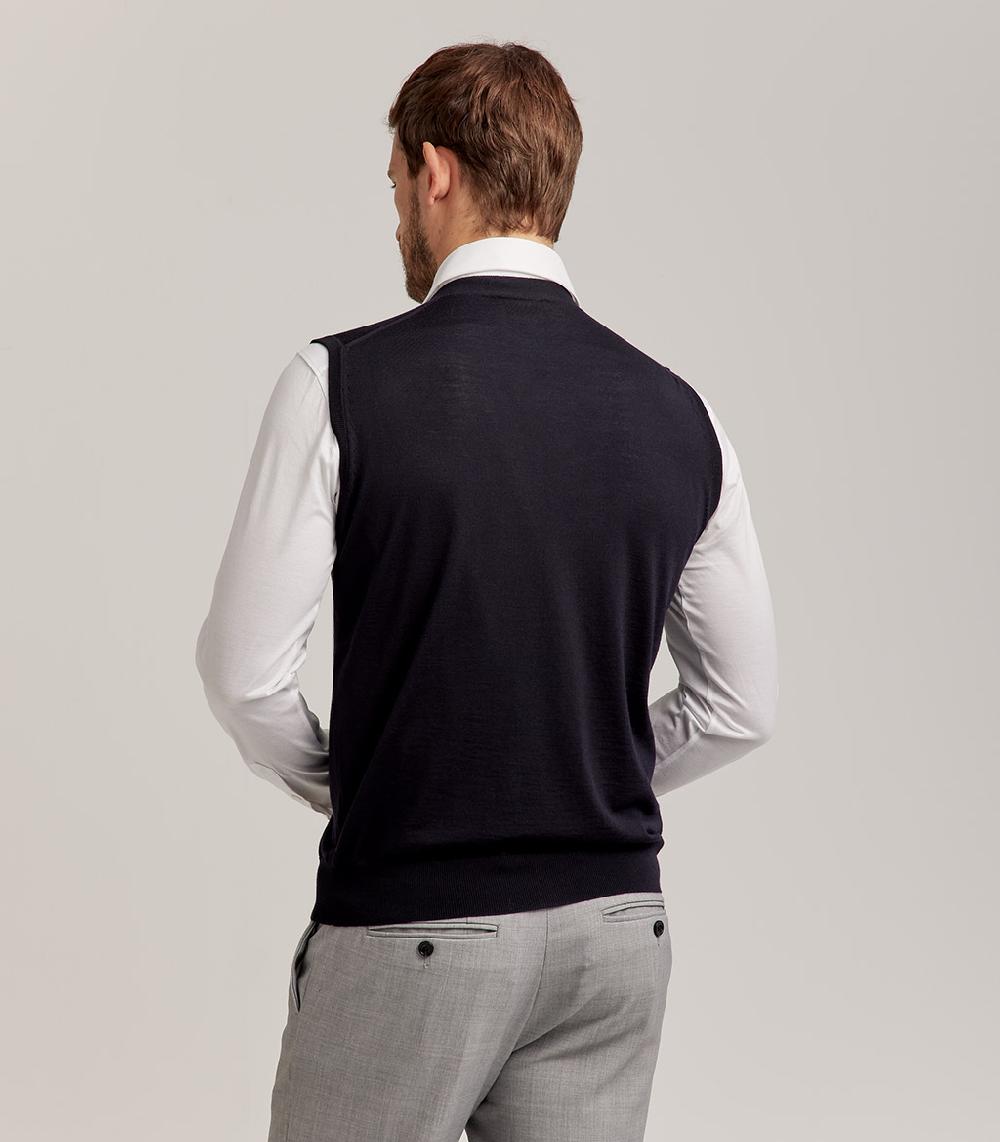 S.Moritz GILET BOTTONI ROYAL MERINO - BLU NAVY