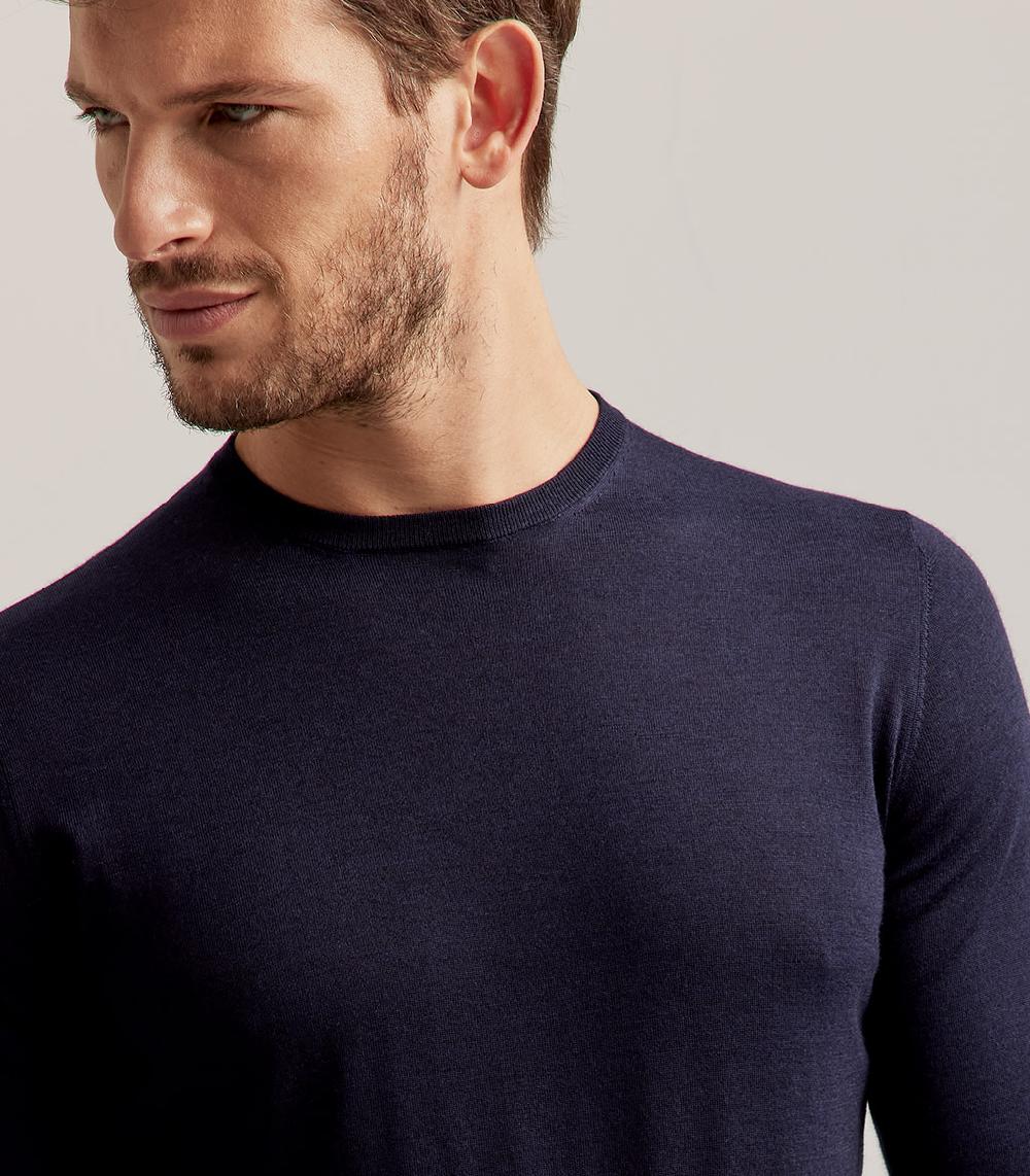 S.Moritz GIROCOLLO LANA SETA CASHMERE - BLU NAVY