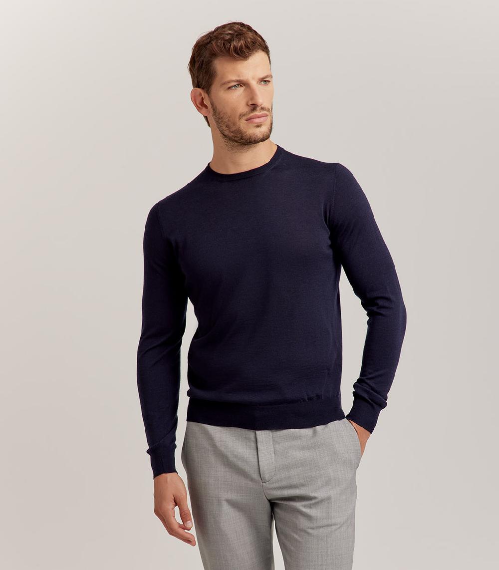 S.Moritz GIROCOLLO LANA SETA CASHMERE - BLU NAVY