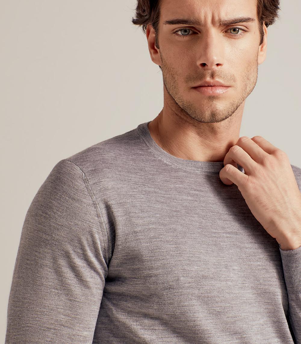 S.Moritz GIROCOLLO LANA SETA CASHMERE - GRIGIO