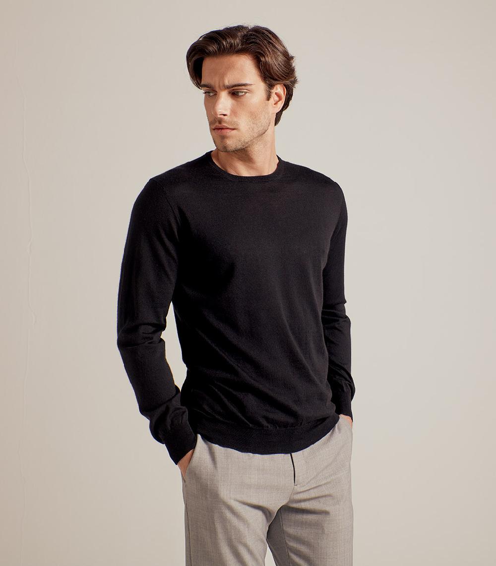 S.Moritz GIROCOLLO LANA SETA CASHMERE - NERO