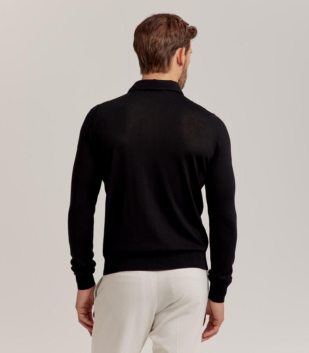 S.Moritz POLO COLLO CAMICIA ROYAL MERINO - NERO