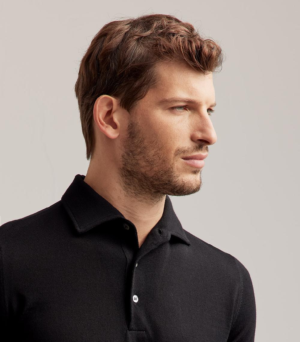 S.Moritz POLO COLLO CAMICIA ROYAL MERINO - NERO