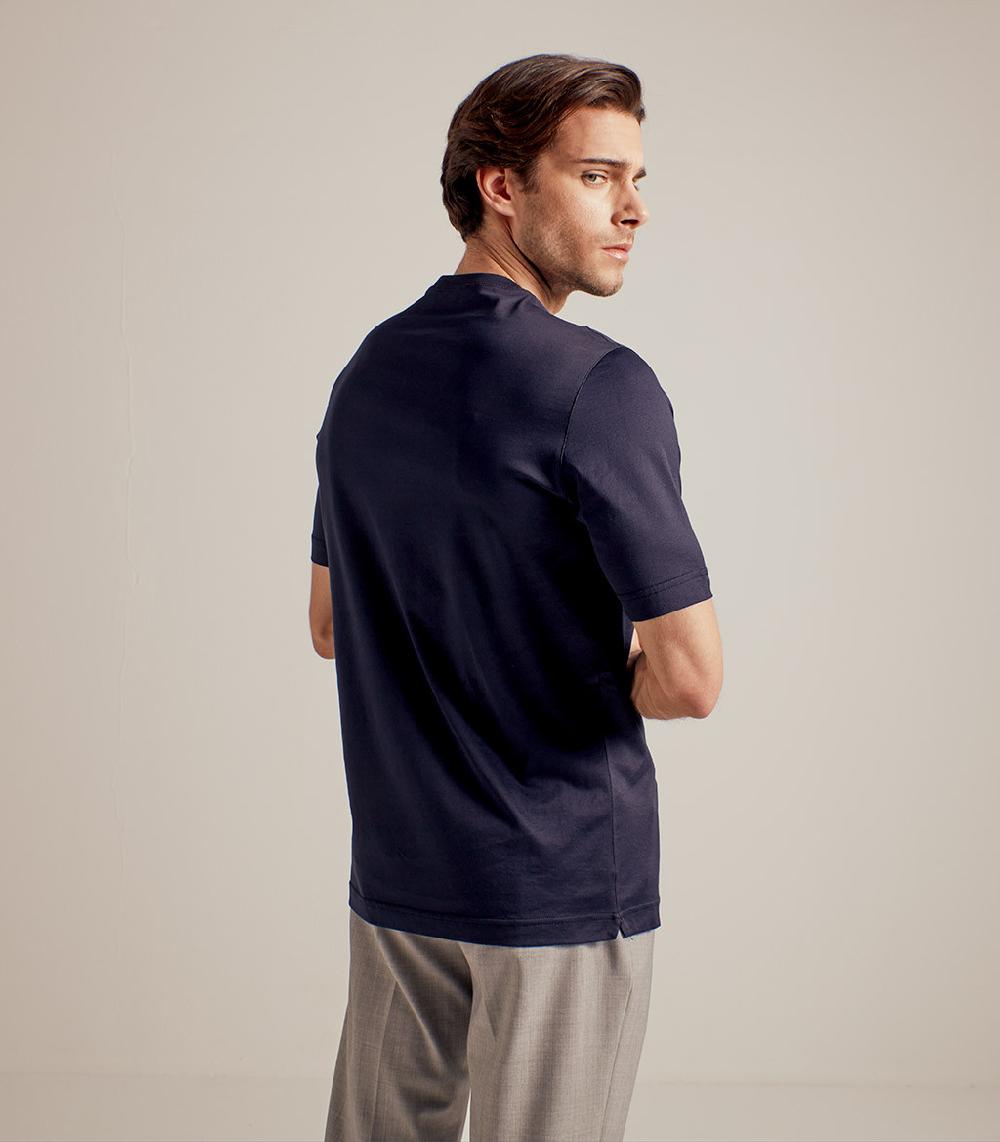S.Moritz T-SHIRT IN COTONE SUPERFINE - BLU NAVY