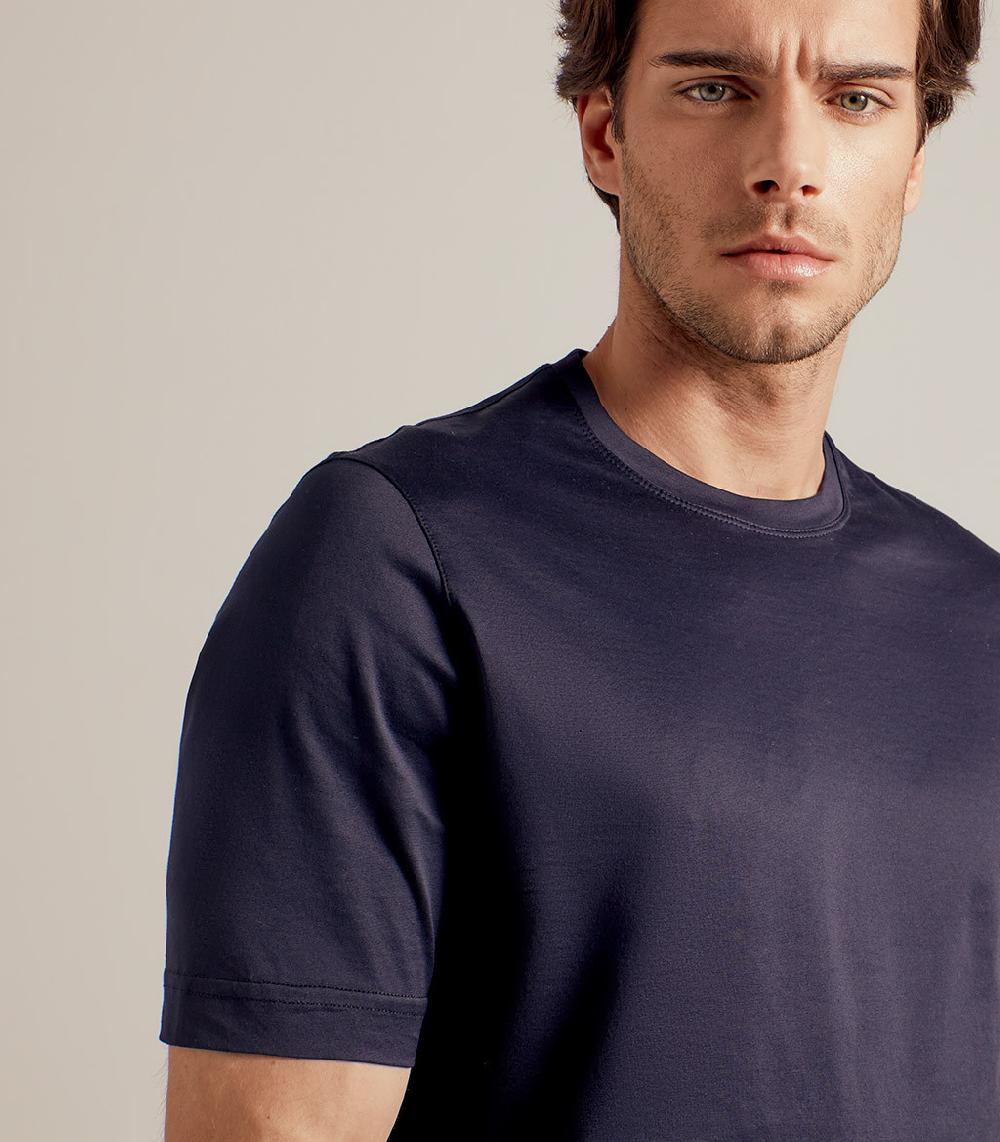 S.Moritz T-SHIRT IN COTONE SUPERFINE - BLU NAVY