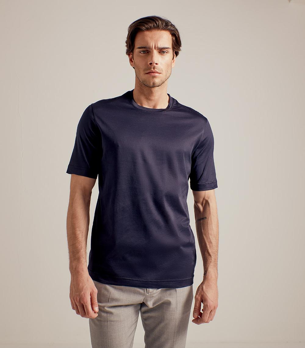 S.Moritz T-SHIRT IN COTONE SUPERFINE - BLU NAVY