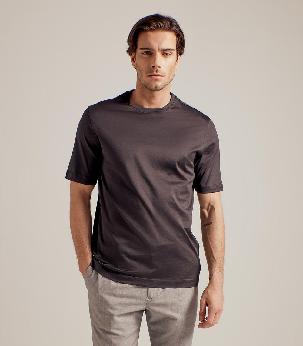 S.Moritz T-SHIRT IN COTONE SUPERFINE - MARRONE