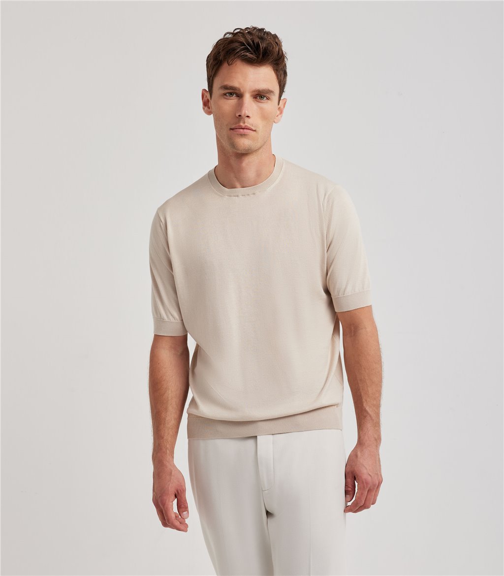 S.Moritz T-shirt beige da uomo in cotone giza | S.Moritz Sito Ufficiale
