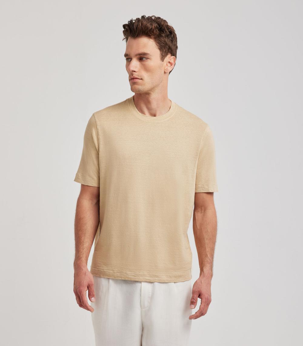 S.Moritz T-shirt Beige Da Uomo In Jersey Lino | S.Moritz Sito Ufficiale