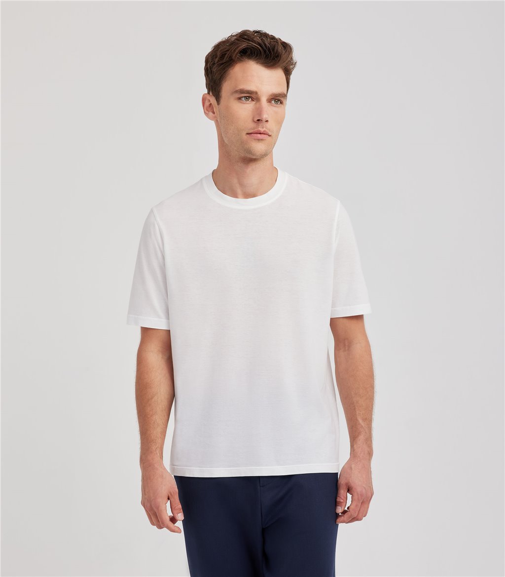 S.Moritz T-shirt bianca da uomo in cotone crepe | S.Moritz Sito Ufficiale