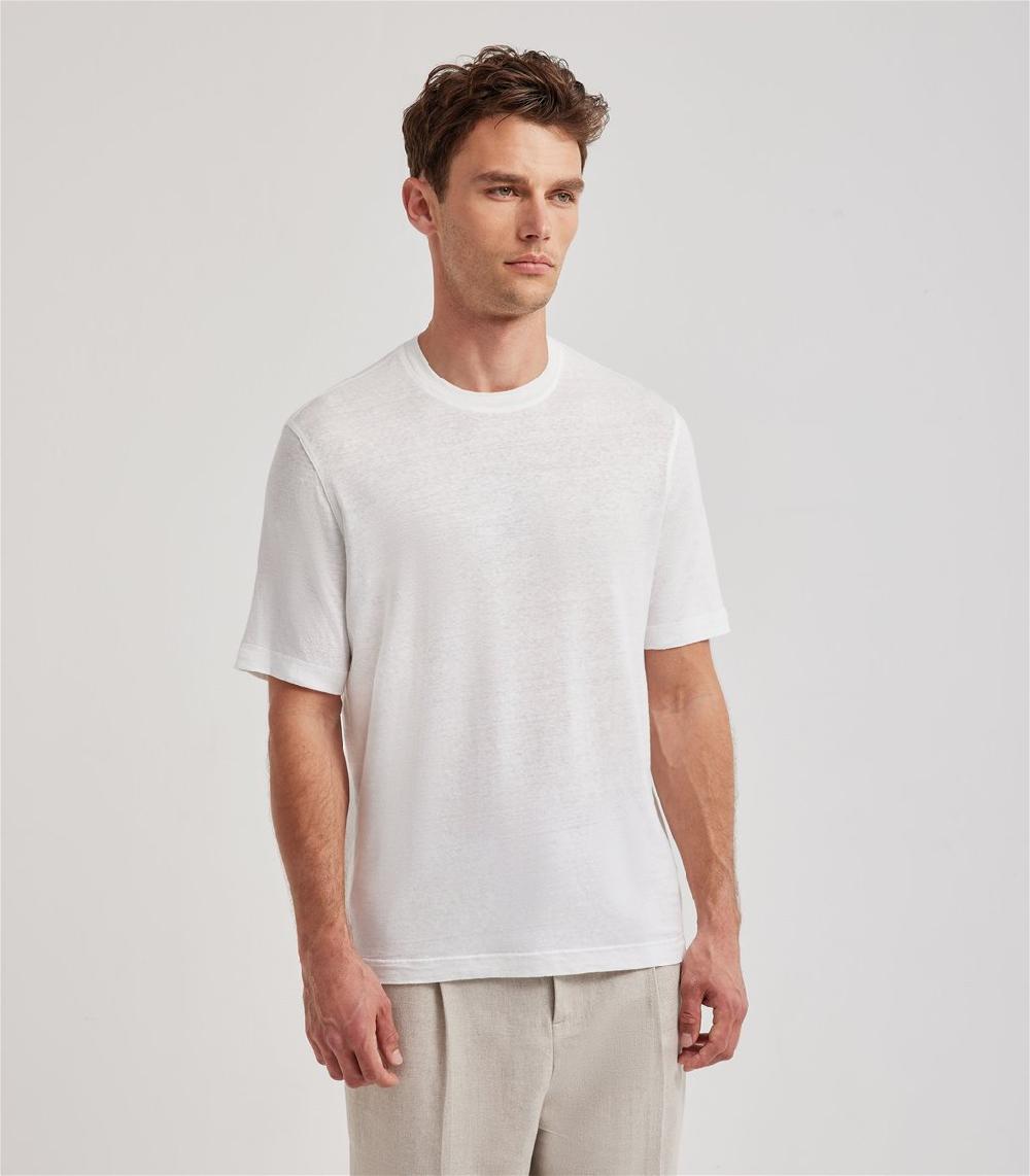 S.Moritz T-shirt bianca da uomo in jersey lino | S.Moritz Sito Ufficiale