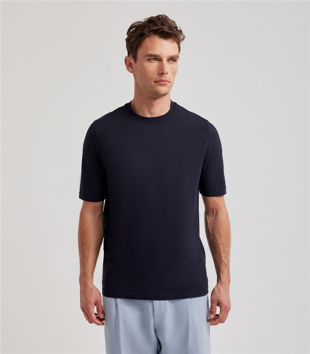 S.Moritz T-shirt blu da uomo in cotone crepe | S.Moritz Sito Ufficiale