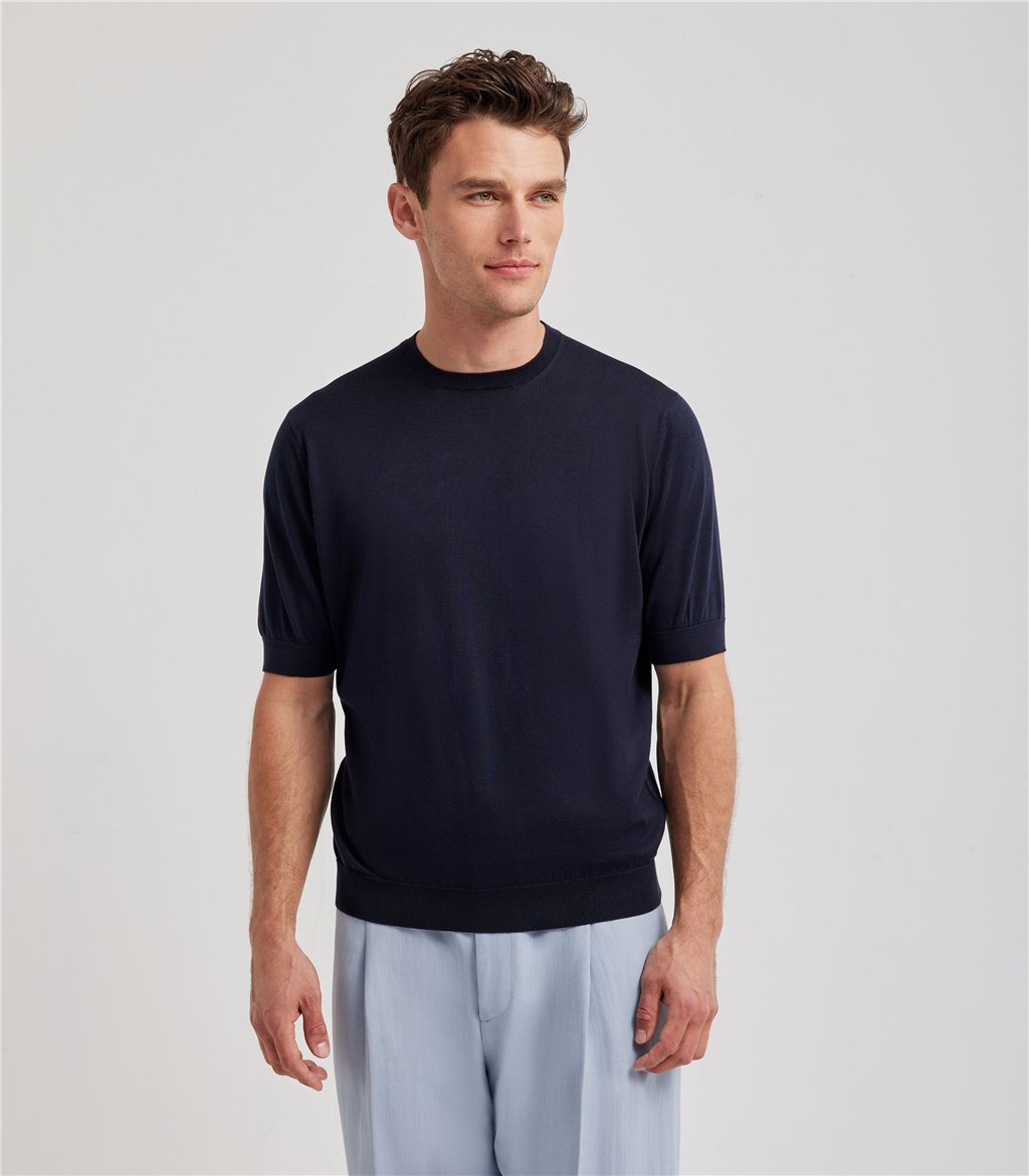 S.Moritz T-shirt blu da uomo in cotone giza | S.Moritz Sito Ufficiale