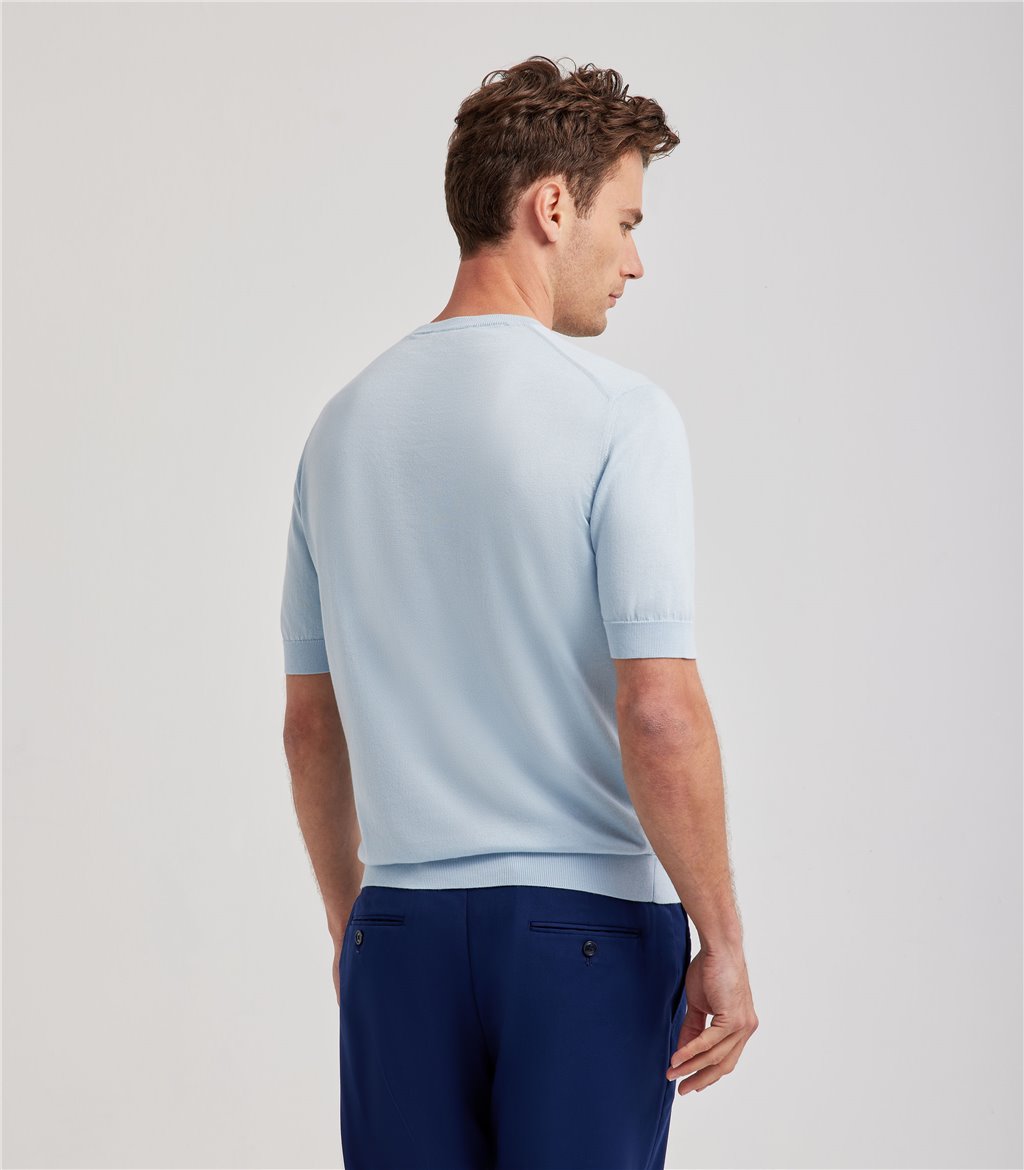 S.Moritz T-shirt Celeste Da Uomo In Cotone Giza | S.Moritz Sito Ufficiale