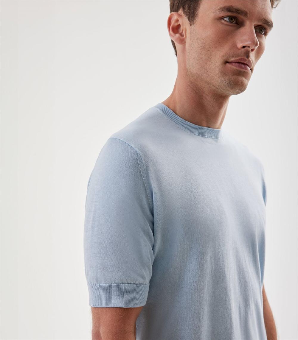 S.Moritz T-shirt Celeste Da Uomo In Cotone Giza | S.Moritz Sito Ufficiale