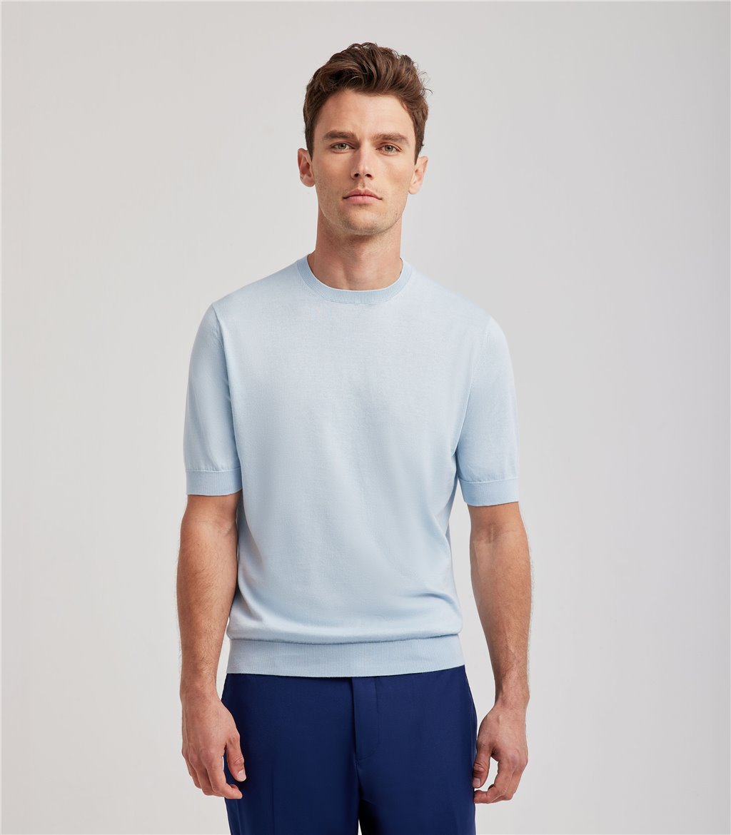 S.Moritz T-shirt celeste da uomo in cotone giza | S.Moritz Sito Ufficiale