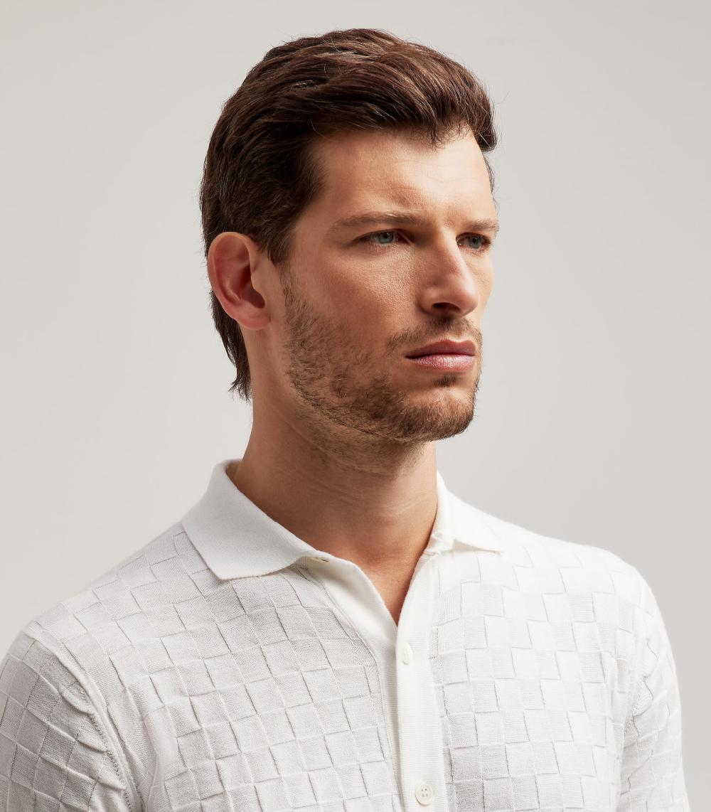 S.Moritz T-SHIRT COLLO CAMICIA PUNTO QUADRETTO - COTONE