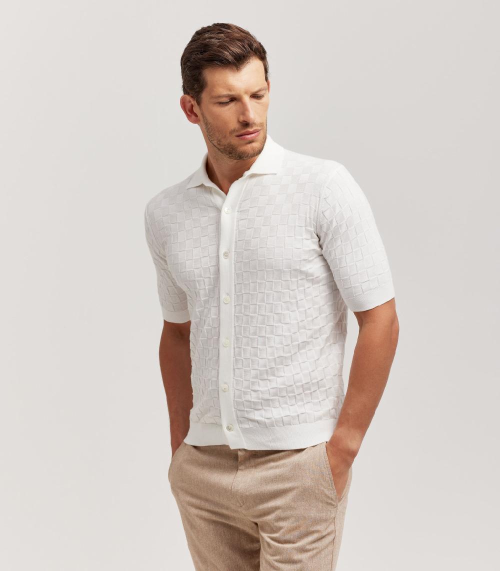 S.Moritz T-SHIRT COLLO CAMICIA PUNTO QUADRETTO - COTONE