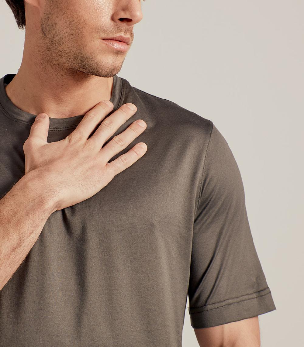 S.Moritz T-SHIRT IN COTONE SUPERFINE - VERDE MILITARE