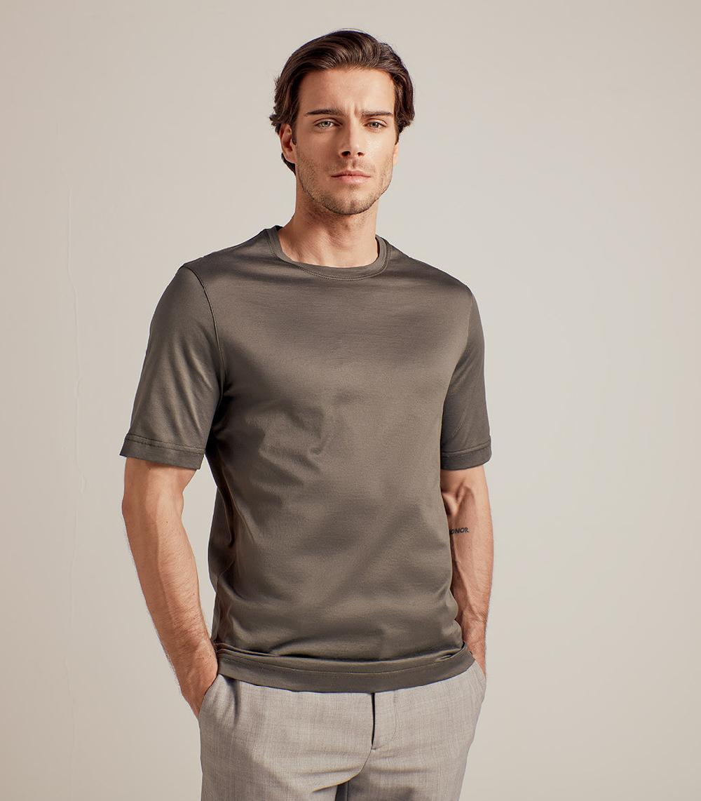 S.Moritz T-SHIRT IN COTONE SUPERFINE - VERDE MILITARE