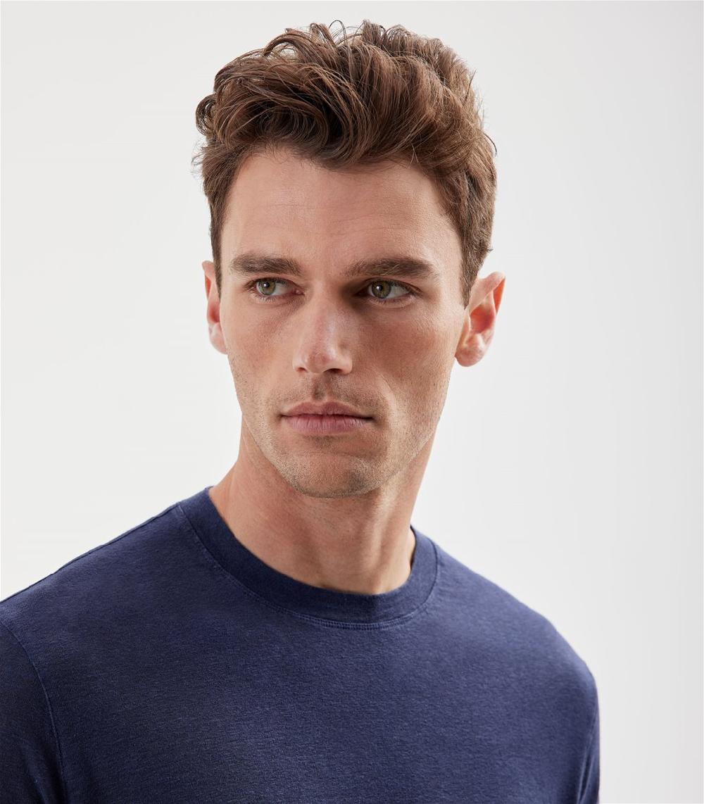 S.Moritz T-shirt Indaco Da Uomo In Jersey Lino | S.Moritz Sito Ufficiale