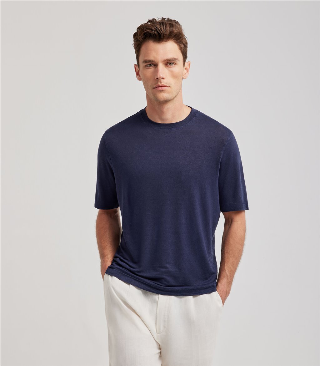 S.Moritz T-shirt indaco da uomo in jersey lino | S.Moritz Sito Ufficiale