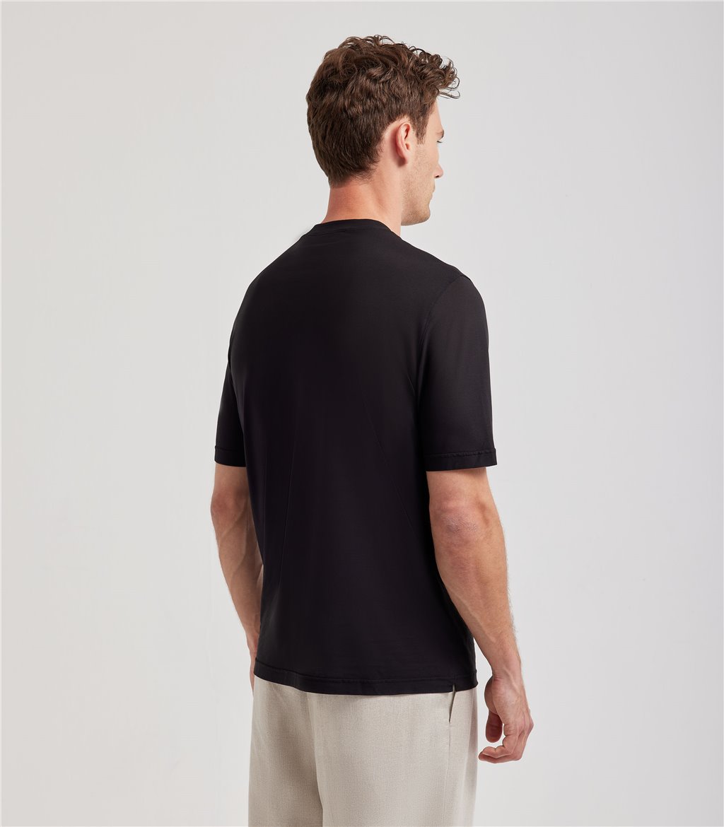 S.Moritz T-shirt Nera Da Uomo In Cotone Crepe | S.Moritz Sito Ufficiale