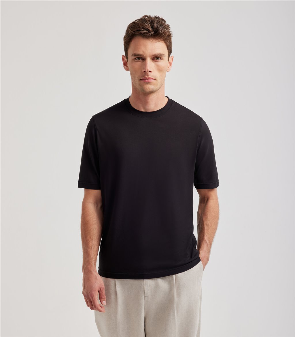 S.Moritz T-shirt nera da uomo in cotone crepe | S.Moritz Sito Ufficiale
