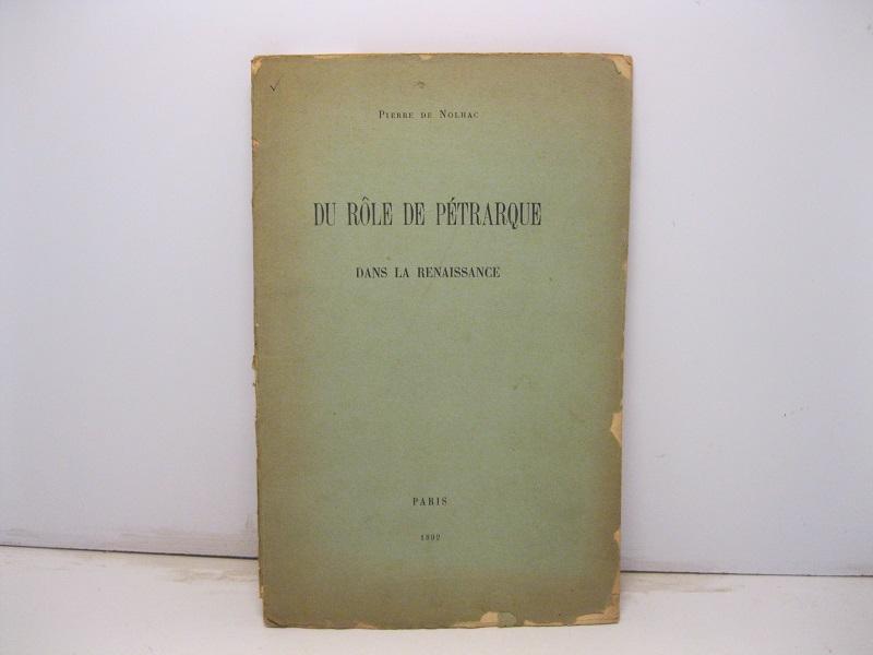Abebooks Du Role De Pe'trarque Dans La Renaissance